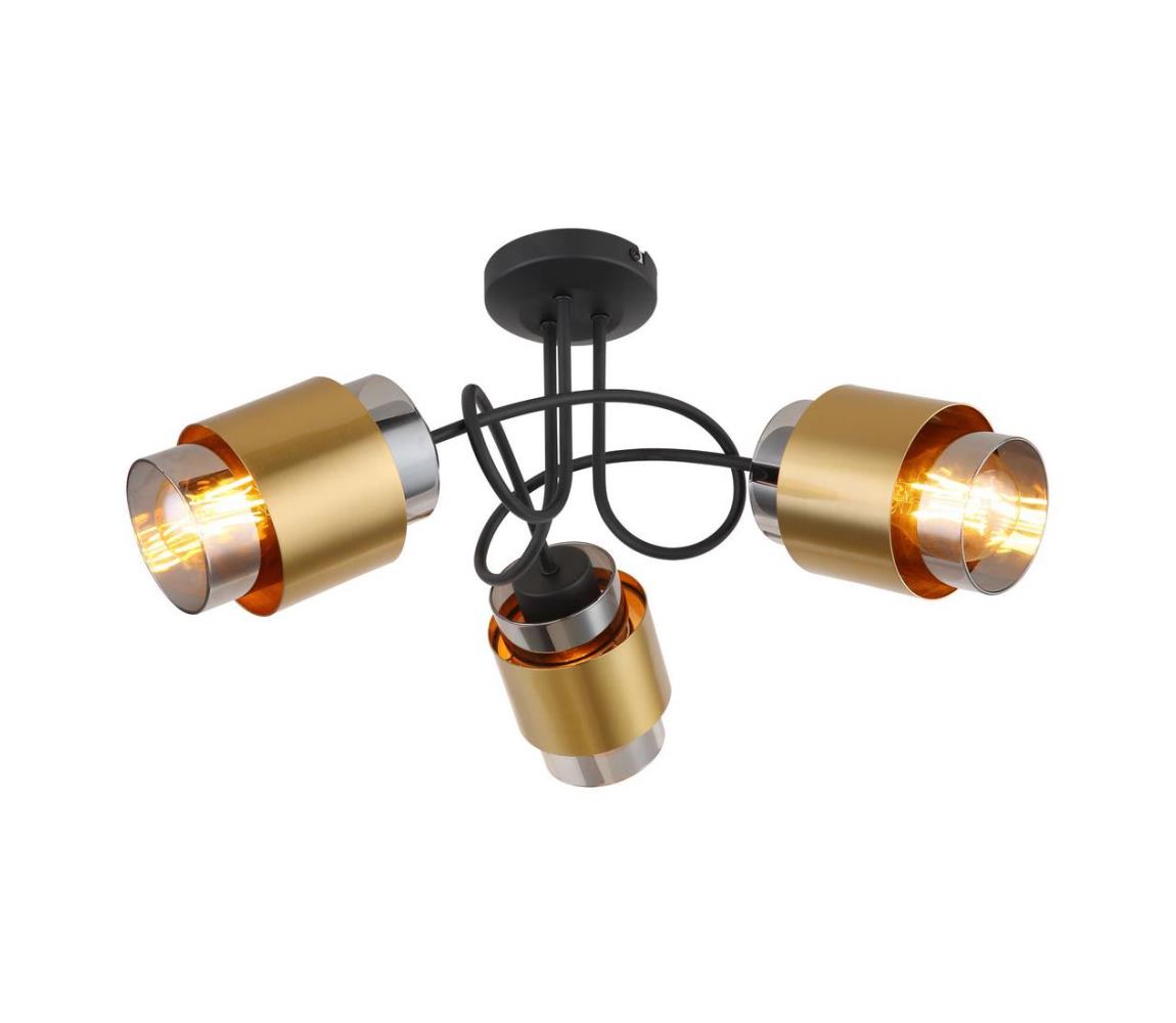 Globo 3D - Prisadený luster MILLEY 3xE27/40W/230V čierna/mosadz 15560-3D