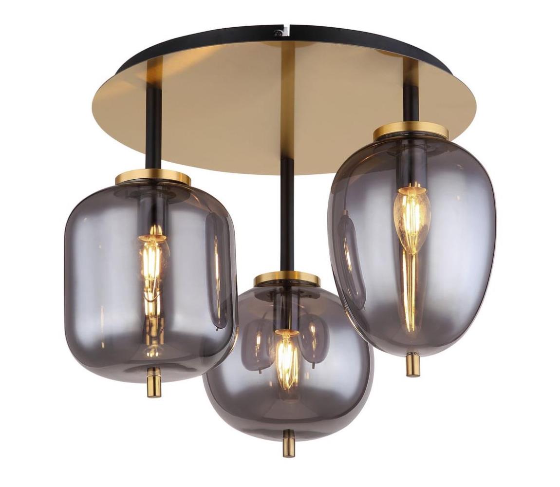 Globo 3DMM - Prisadený luster BLACKY 3xE14/40W/230V mosadz 15345-3DMM