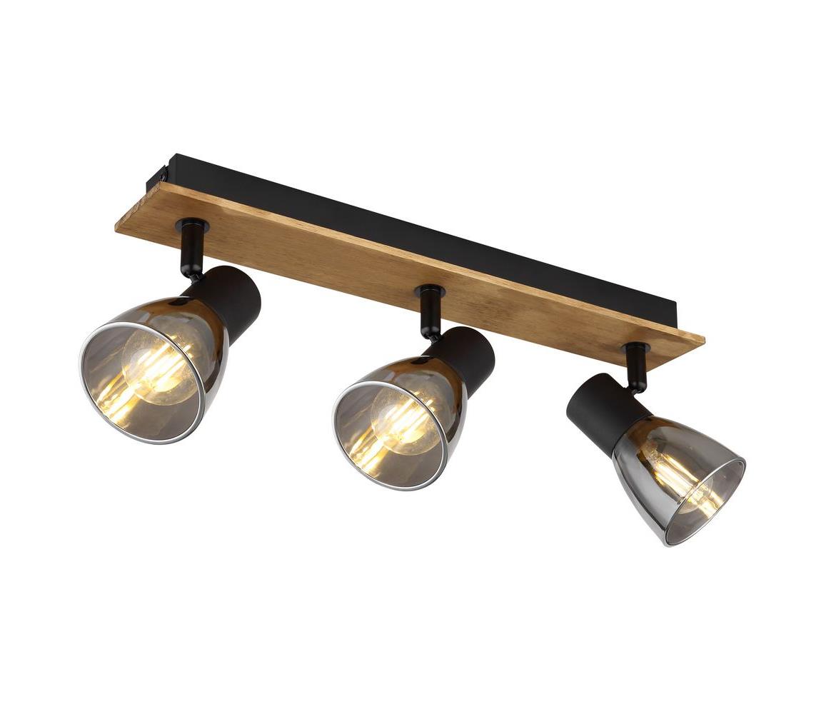 Globo 3W - Bodové svietidlo CLAUDE 3xE14/40W/230V čierna/drevo