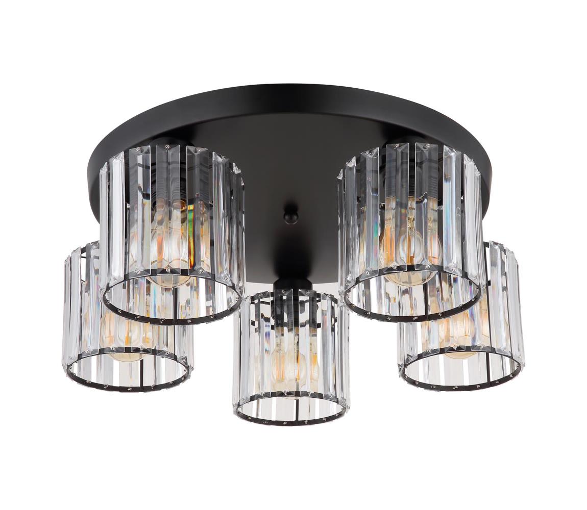 Globo 5D - Prisadený luster JORDANA 5xE27/60W/230V pr. 46,5 cm čierna 15742-5D