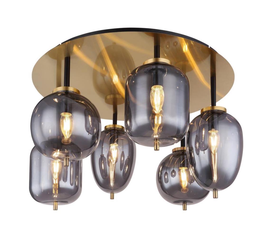 Globo 6DMM - Prisadený luster BLACKY 6xE14/40W/230V mosadz 15345-6DMM