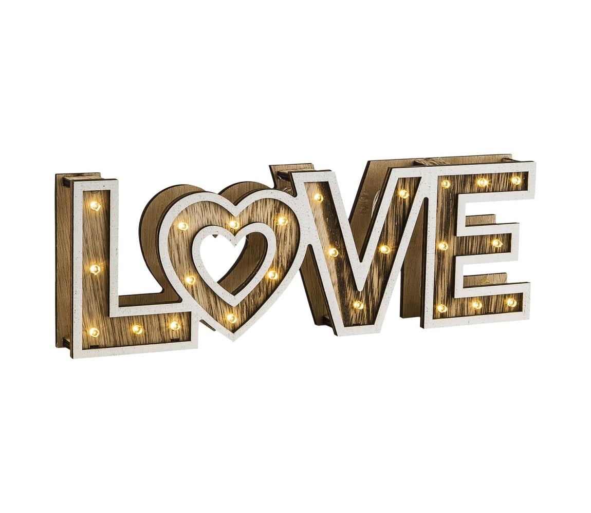 Globo LED stolná lampa LOVE 24xLED/0,06W/3xAA drevo