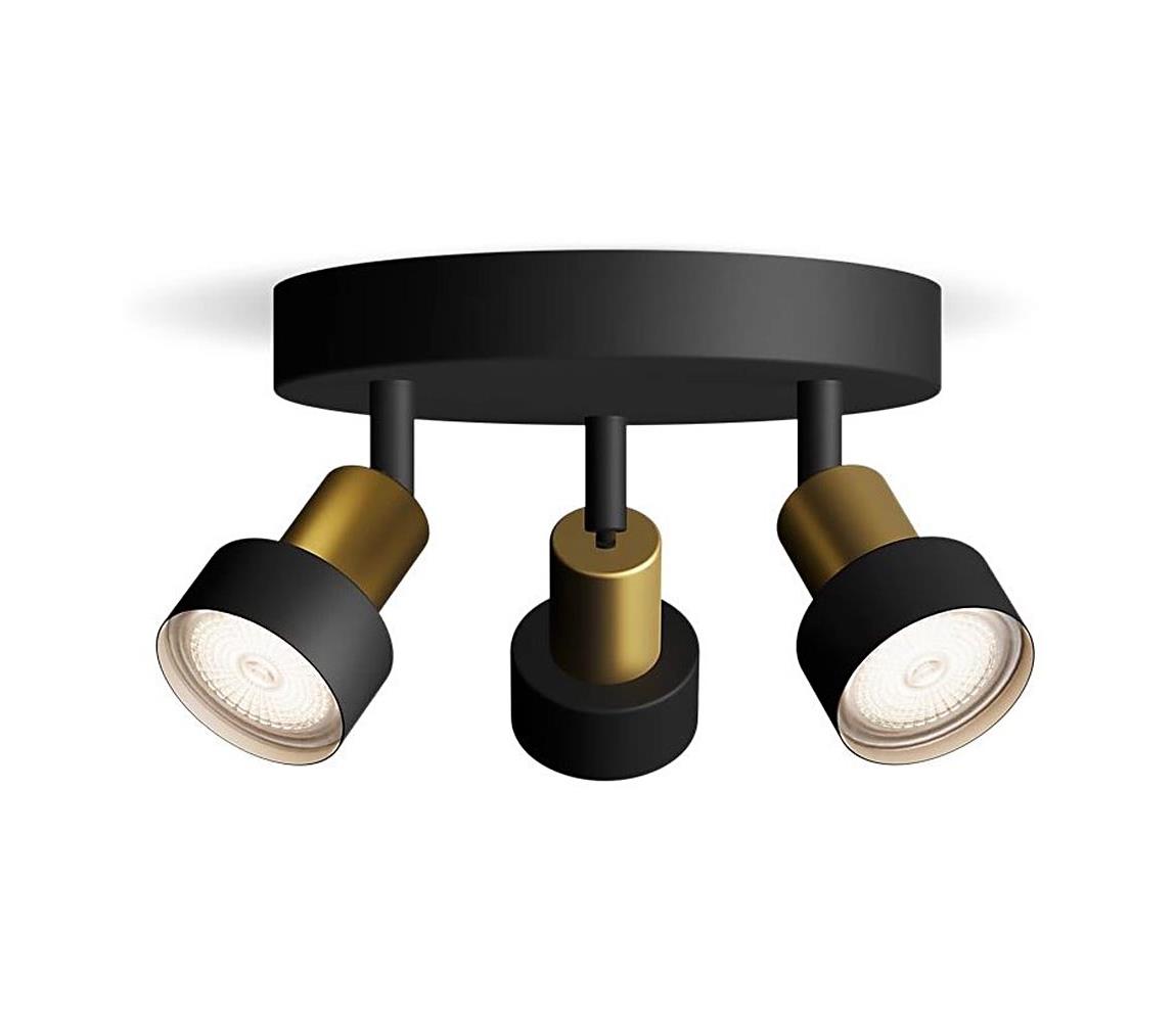 Philips Bodové svietidlo CONDUIT 3xGU10/5W/230V čierna/mosadz 8720169299955