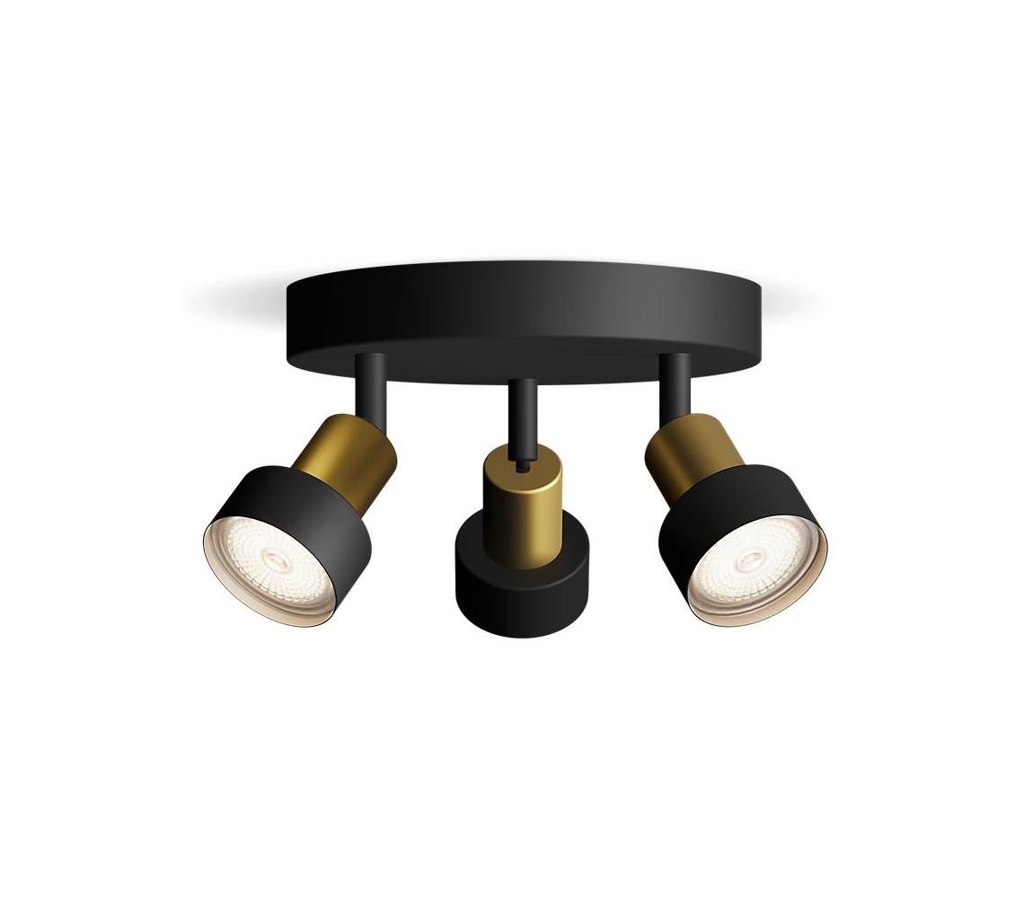 Philips Bodové svietidlo CONDUIT 3xGU10/5W/230V čierna/mosadz