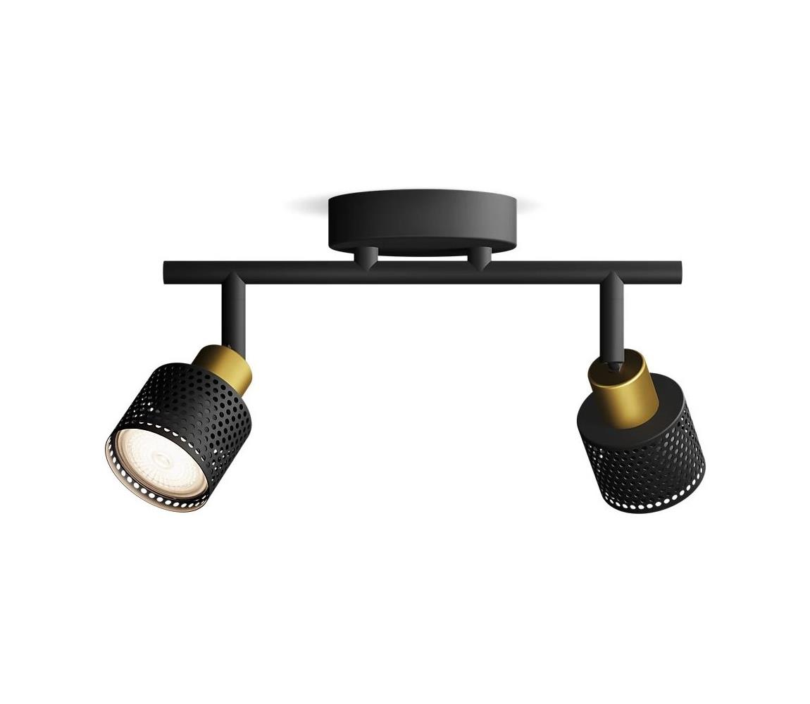 Philips Bodové svietidlo NIALL 2xGU10/5W/230V čierna/mosadz