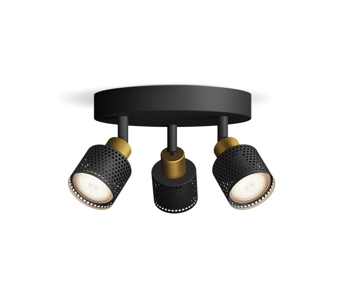 Philips Bodové svietidlo NIALL 3xGU10/5W/230V čierna/mosadz