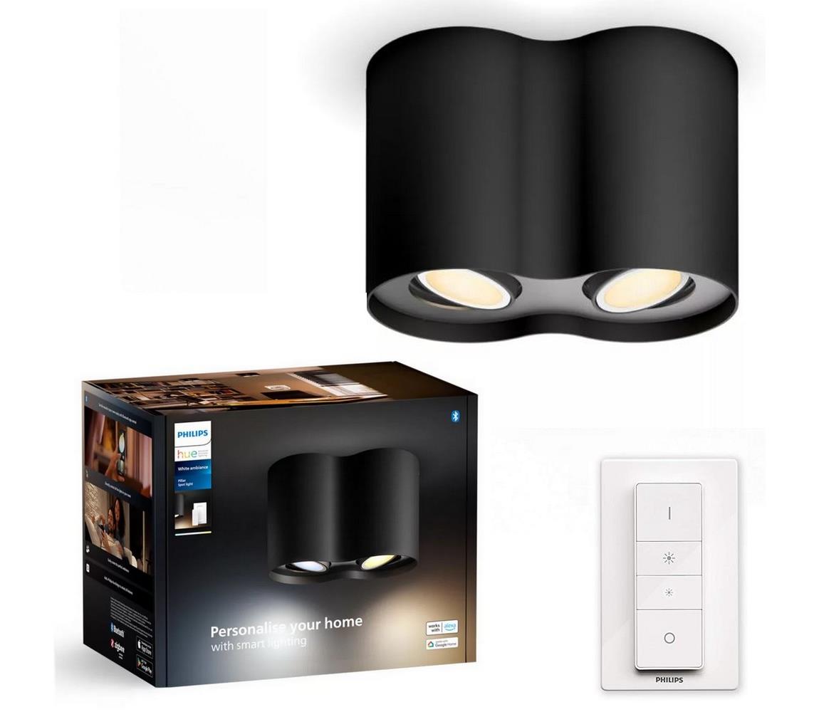 Philips LED Stmievateľné bodové svietidlo Hue PILLAR 2xGU10/4,2W/230V + DO čierna