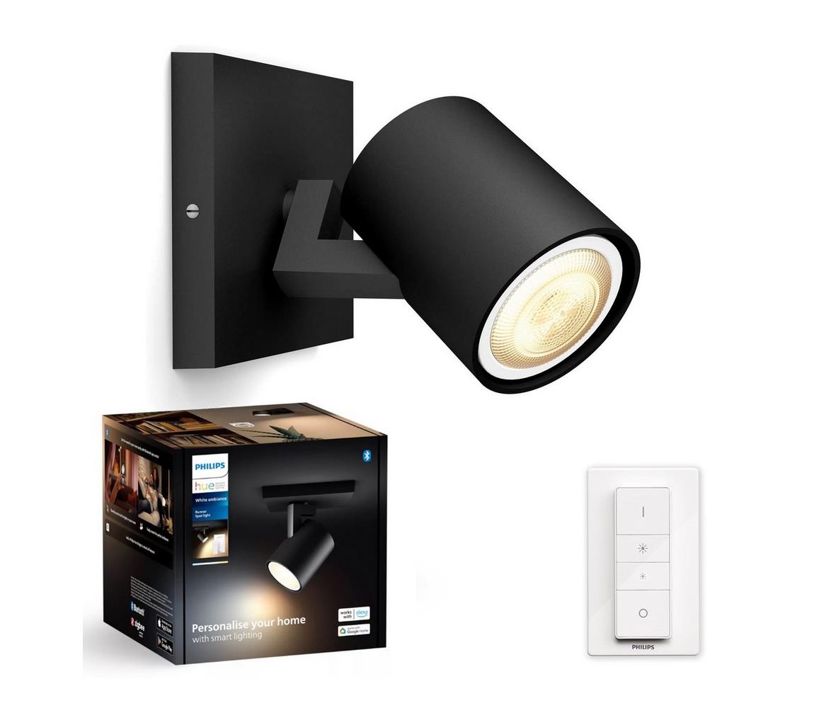 Philips LED Stmievateľné bodové svietidlo Hue RUNNER 1xGU10/4,2W/230V + DO čierna