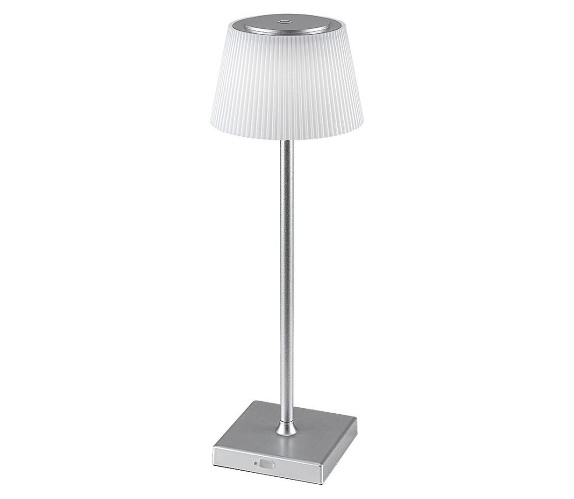 Rabalux LED Stmievateľná nabíjacia stolná lampa TAENA 4W/3,7V IP44 strieborná