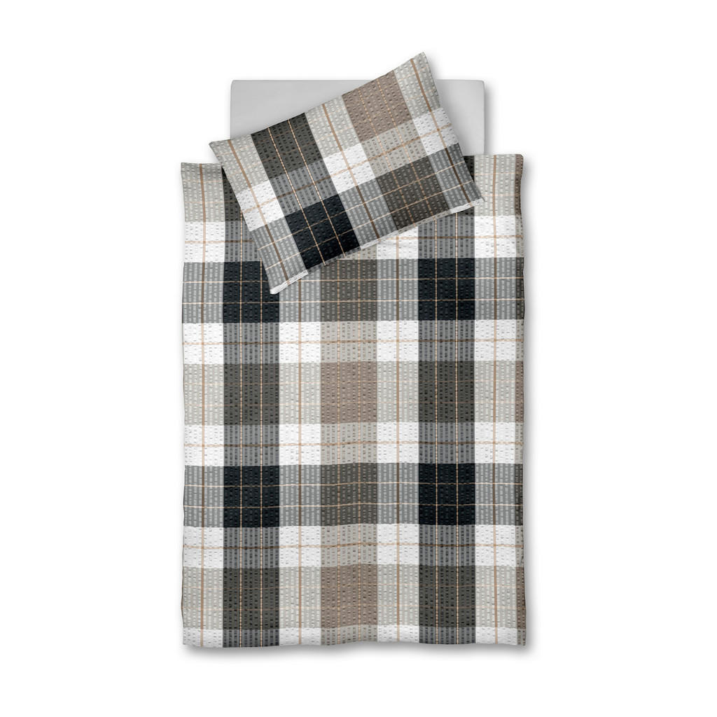 Fleuresse KREPOVÉ OBLIEČKY, seersucker, sivá, biela, cappuccino, 140/200 cm