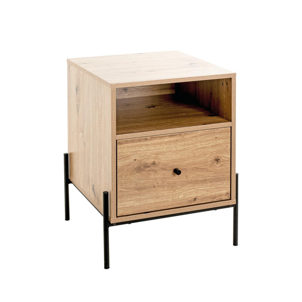NOČNÝ STOLÍK, čierna, farba duba, 45/60/47 cm