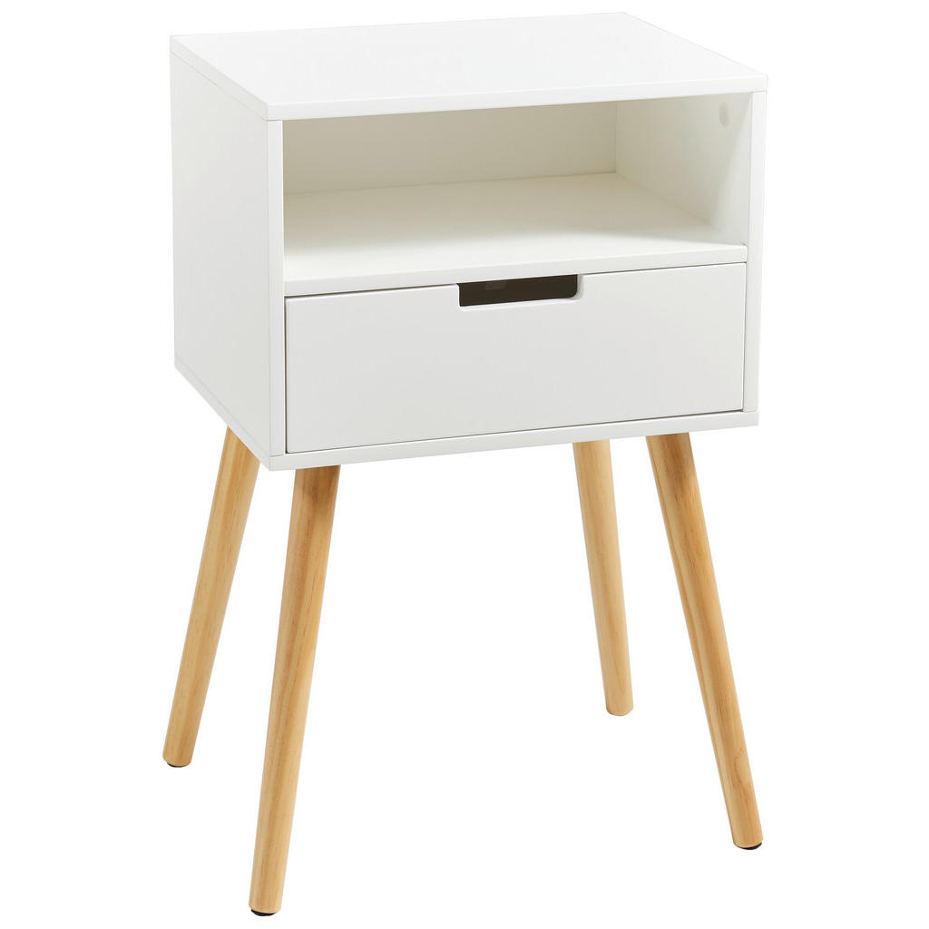 Xora NOČNÝ STOLÍK, borovica, biela, prírodná farba, 40/63,5/30 cm